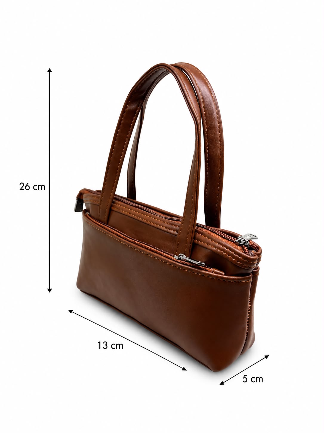 Women’s Premium PU Leather Handbag | Triple Zip Tote Bag | Stylish Mini Handy Purse for Daily Use