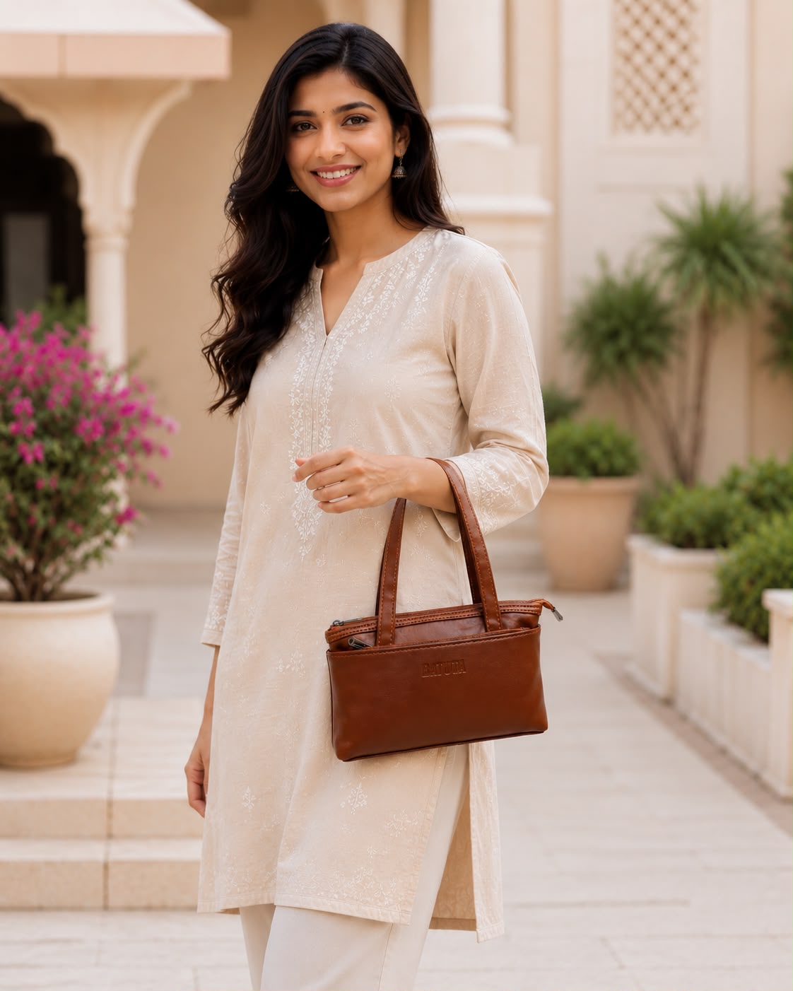 Women’s Premium PU Leather Handbag | Triple Zip Tote Bag | Stylish Mini Handy Purse for Daily Use