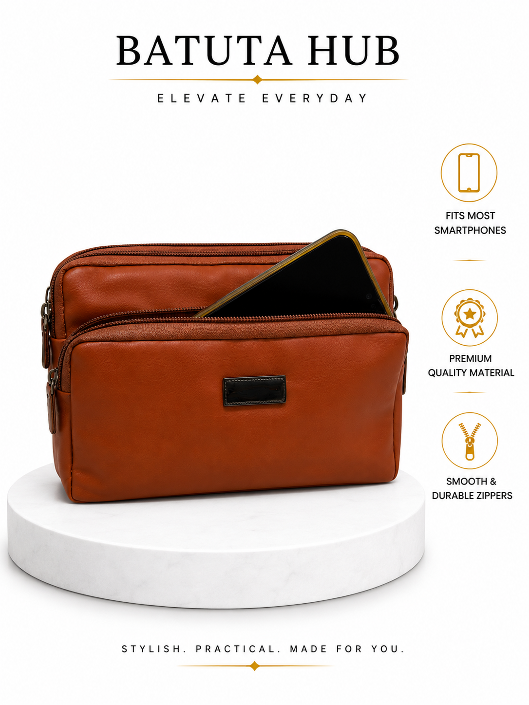 Women's Premium Crossbody Sling Bag | Triple Zip | Spacious Everyday Shoulder Bag