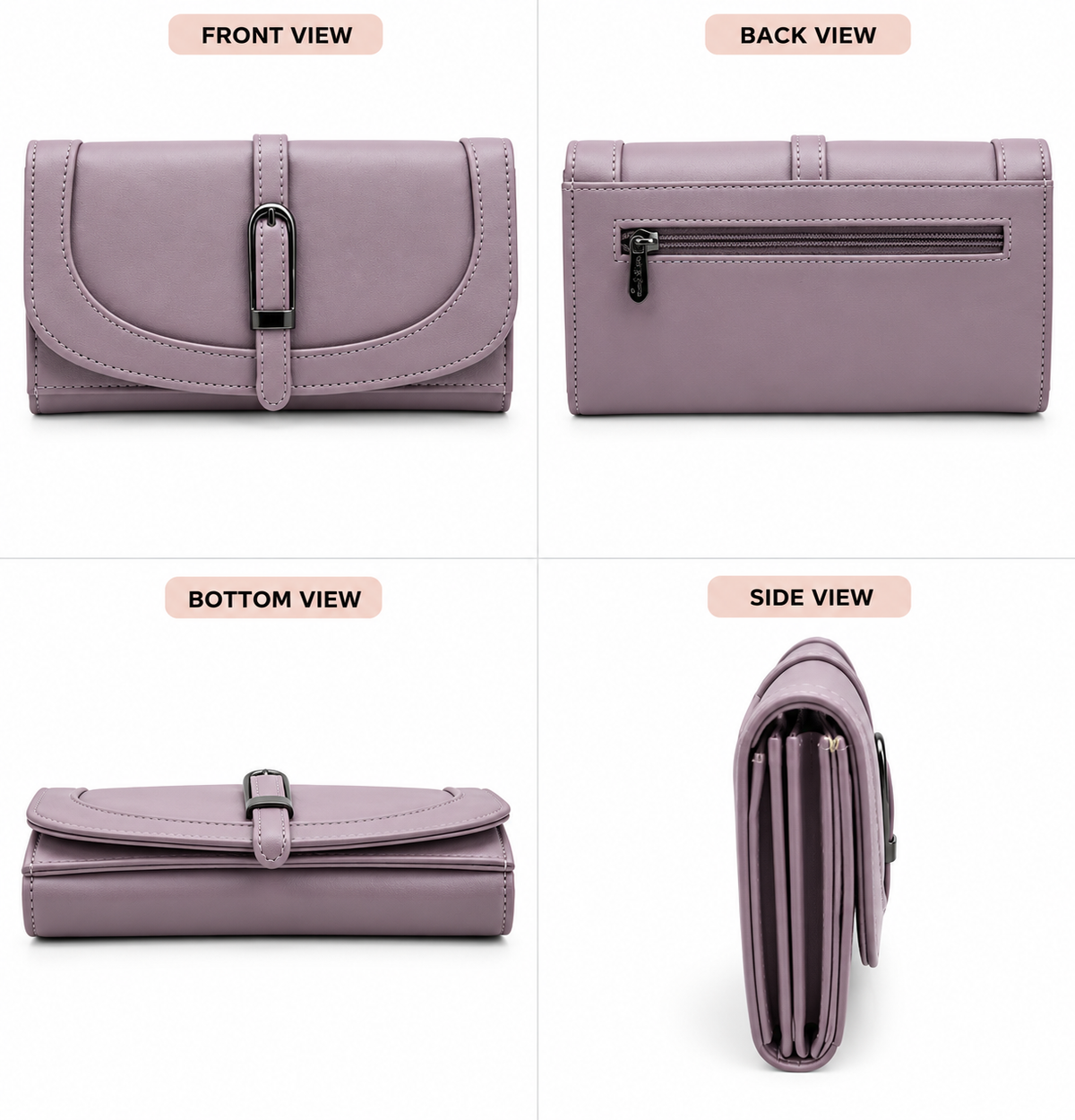 Women’s Stylish Clutch Wallet with Flap Closure | Elegant PU Leather Long Wallet for Women | Multiple Compartments & Card Holder |