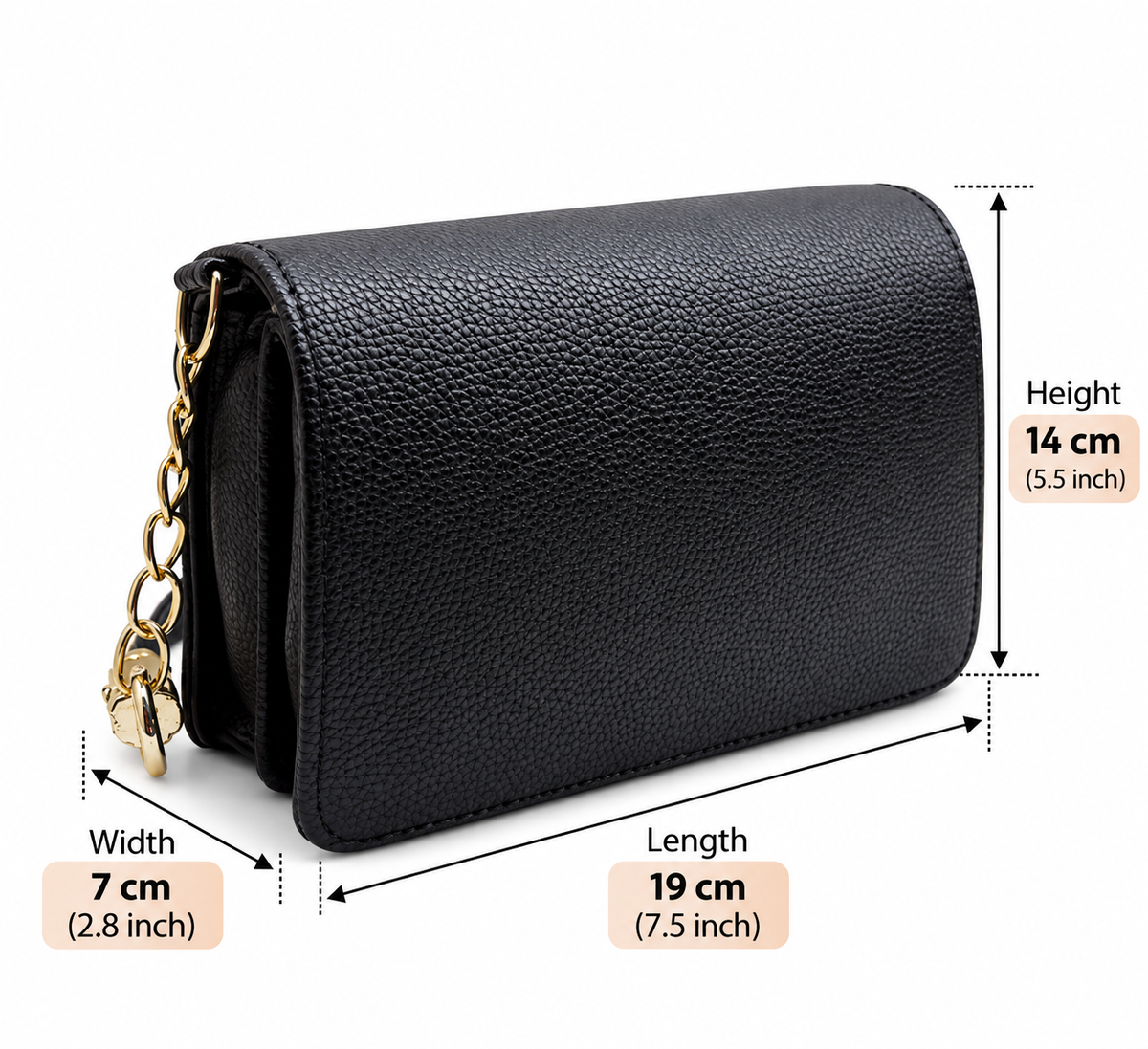 BATUTA Women's Premium Textured Shoulder Bag with Gold Chain Strap, Elegant Dual-Tone Handbag for Party, Office & Daily Use