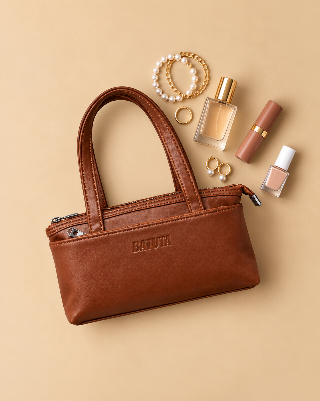 Women’s Premium PU Leather Handbag | Triple Zip Tote Bag | Stylish Mini Handy Purse for Daily Use