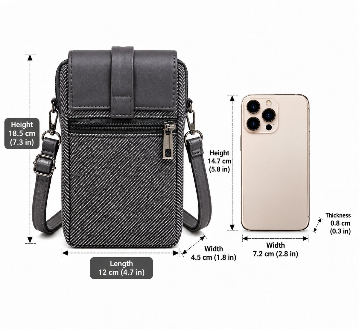 BATUTA HUB Women’s Mobile Sling Bag Crossbody Bag | Compact Double Zipper Shoulder Bag for Phone, Cards & Essentials | Stylish Everyday Mini Sling Purse