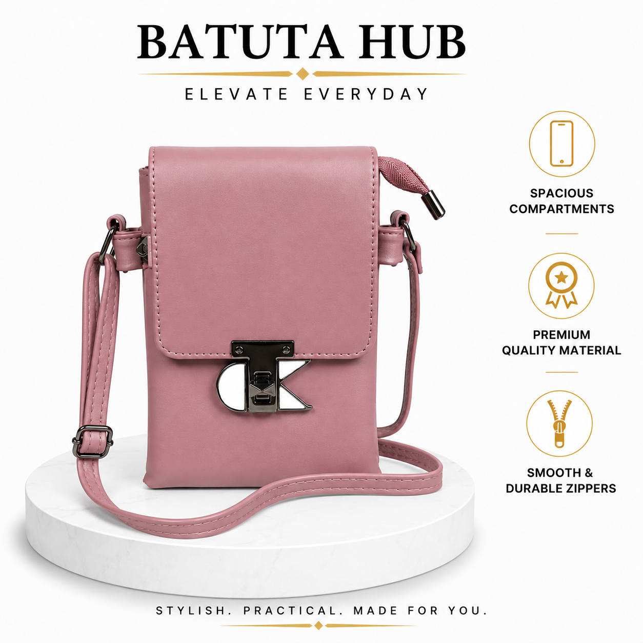 Women’s Stylish Sling Bag | Premium Faux Leather Crossbody Bag for Women | Compact Shoulder Bag with Adjustable Strap, Front Flap & Secure Closure