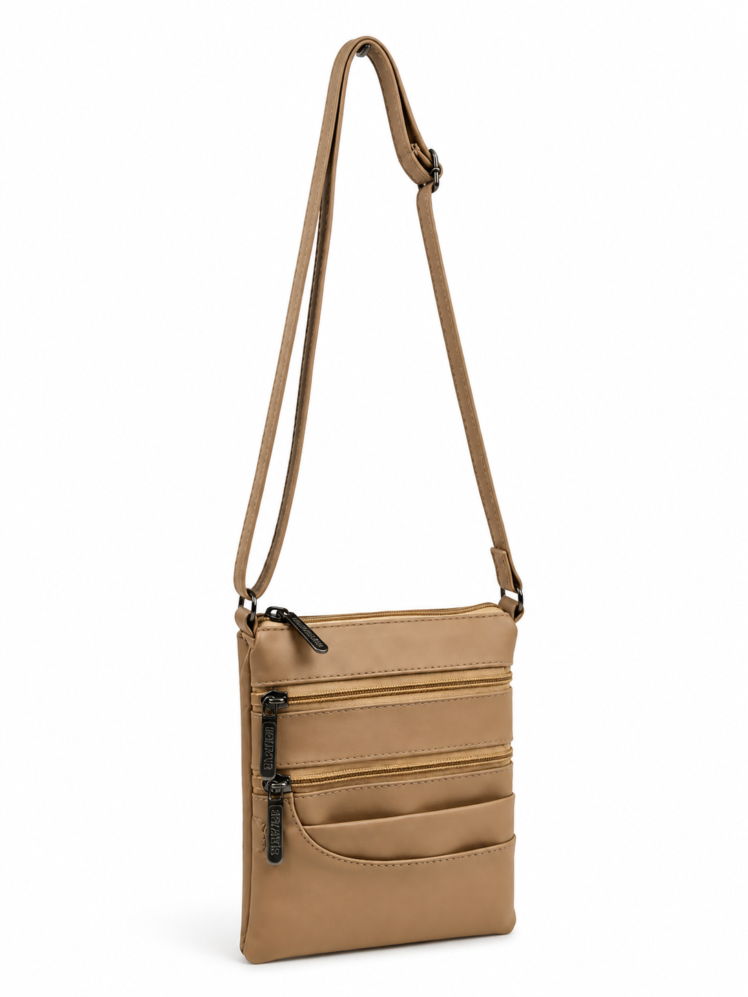 Women's Premium Faux Leather Crossbody Sling Bag with Multiple Zip Pockets