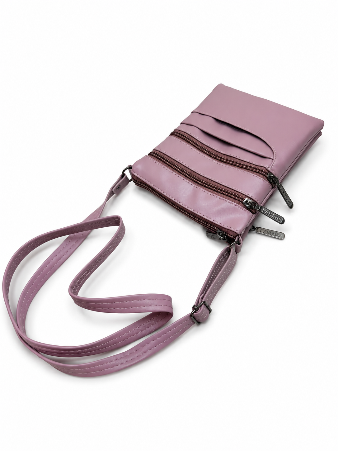 Women's Premium Faux Leather Crossbody Sling Bag with Multiple Zip Pockets