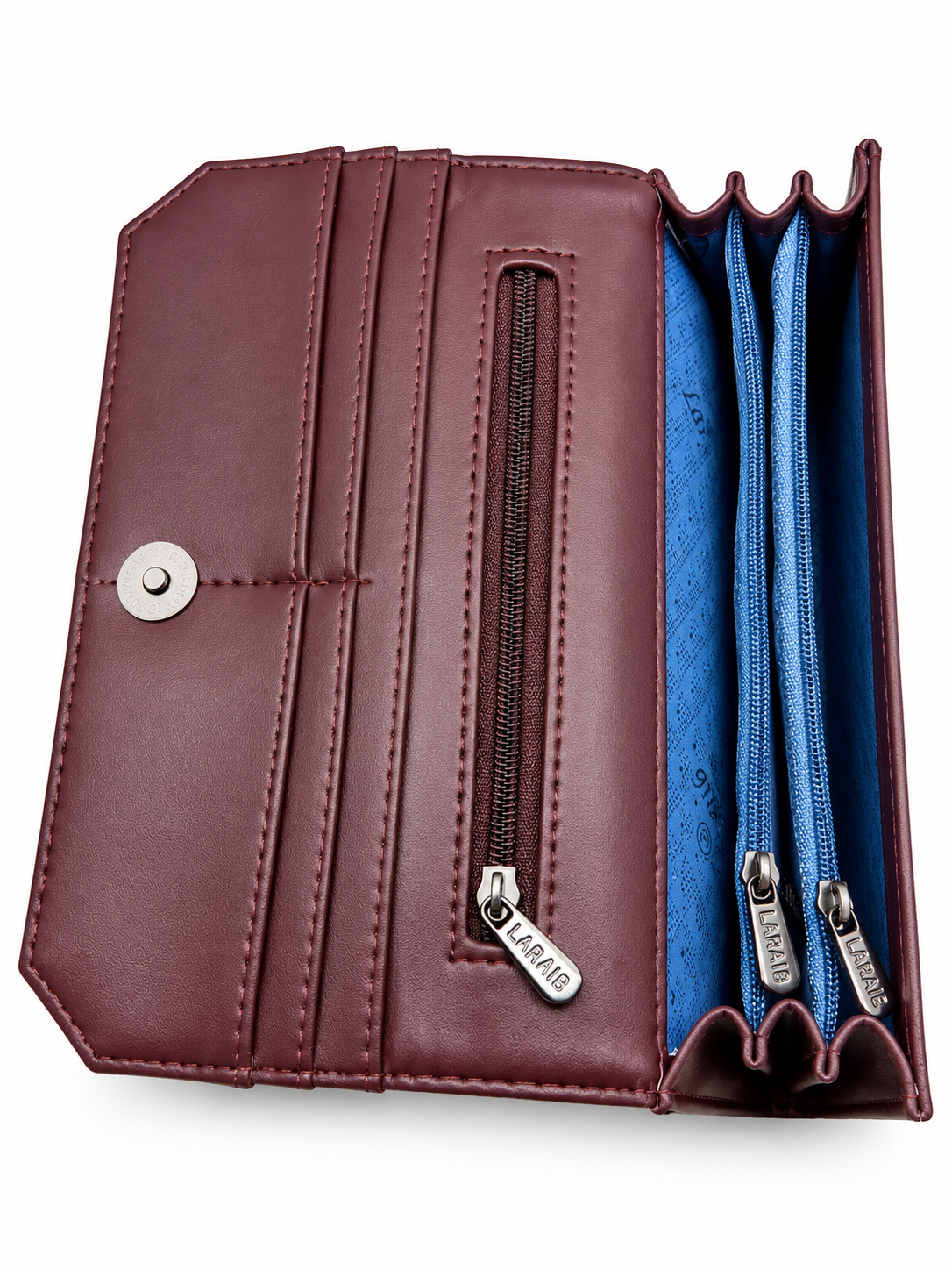 BATUTA Women’s Three Zip Multi-Compartment Clutch Wallet | Stylish Long Purse with Zipper Pocket | Spacious Ladies Wallet for Cash, Cards & Mobile