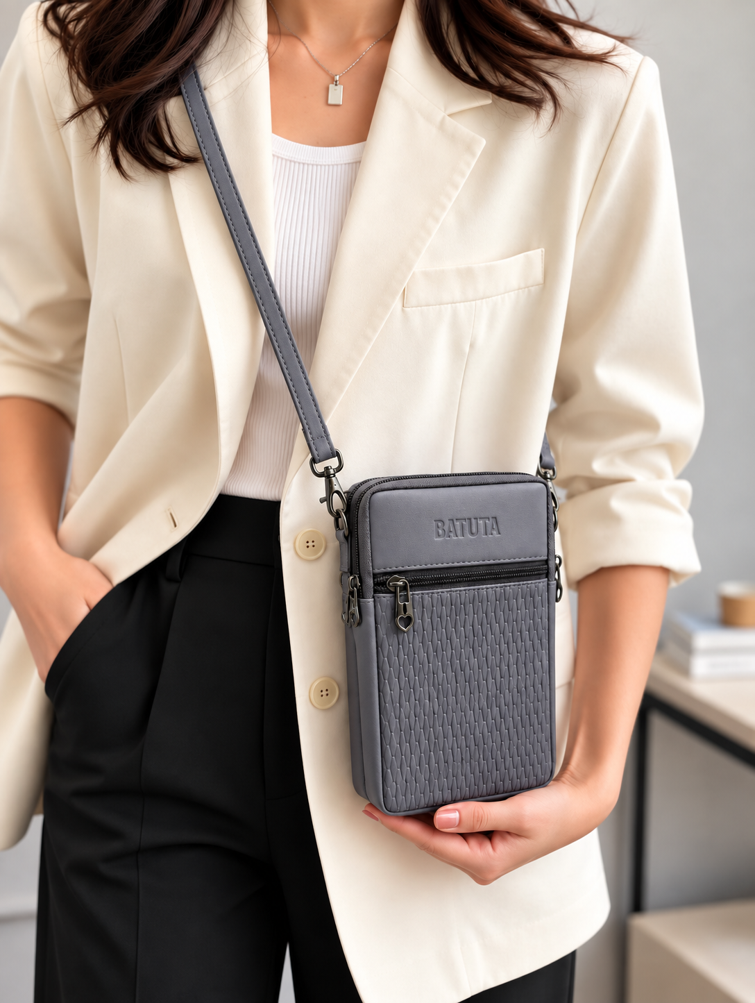 BATUTA HUB Women Crossbody Sling Bag | Premium PU Leather Small Size Bag for Girls & Ladies | Adjustable Strap | Multiple Zipper Pockets | Lightweight Daily Use Purse