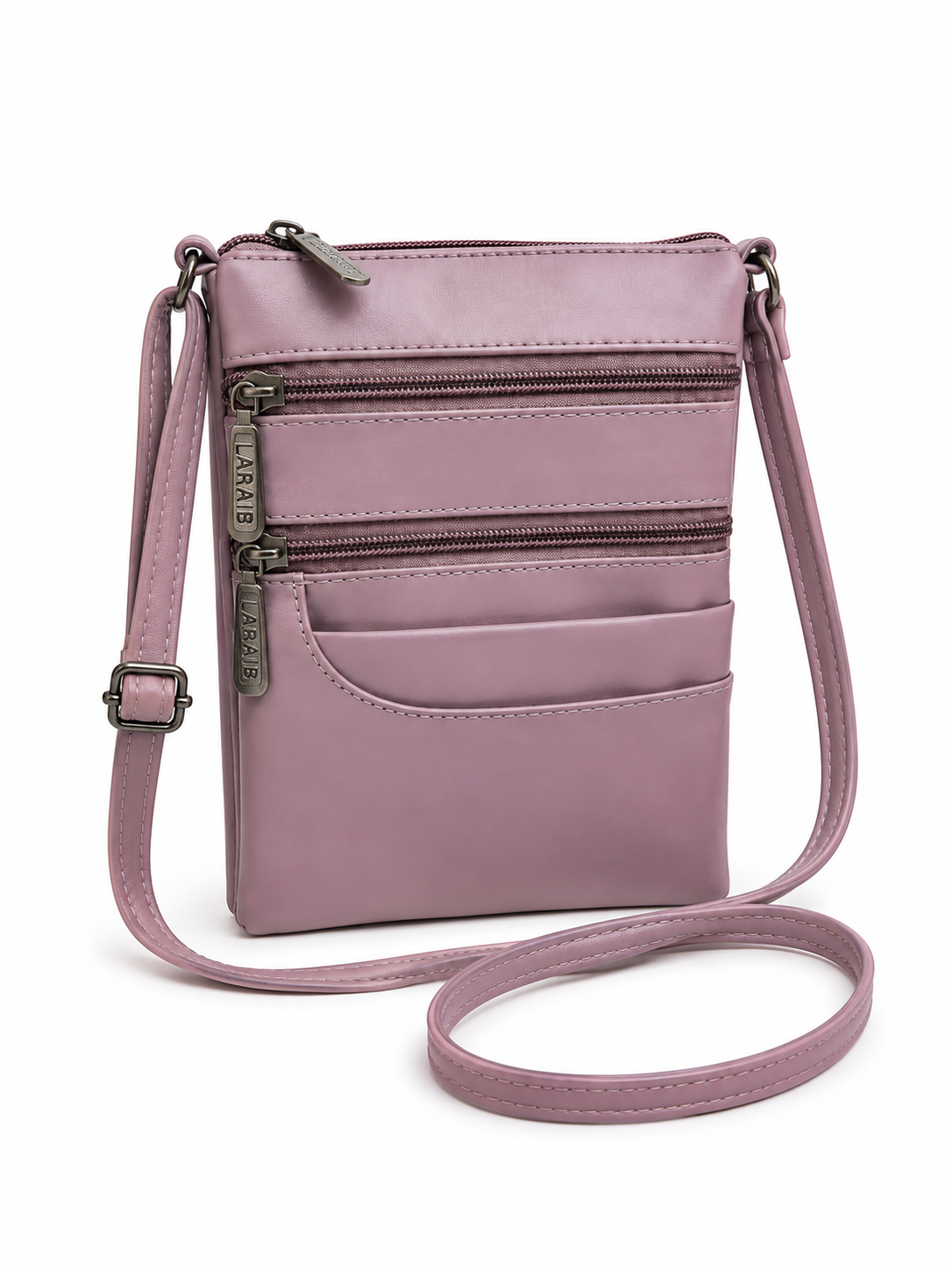 Women's Premium Faux Leather Crossbody Sling Bag with Multiple Zip Pockets