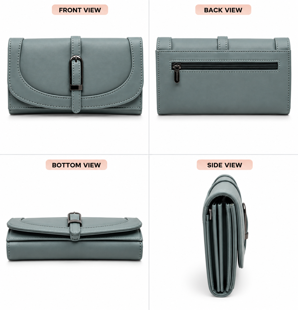 Women’s Stylish Clutch Wallet with Flap Closure | Elegant PU Leather Long Wallet for Women | Multiple Compartments & Card Holder |