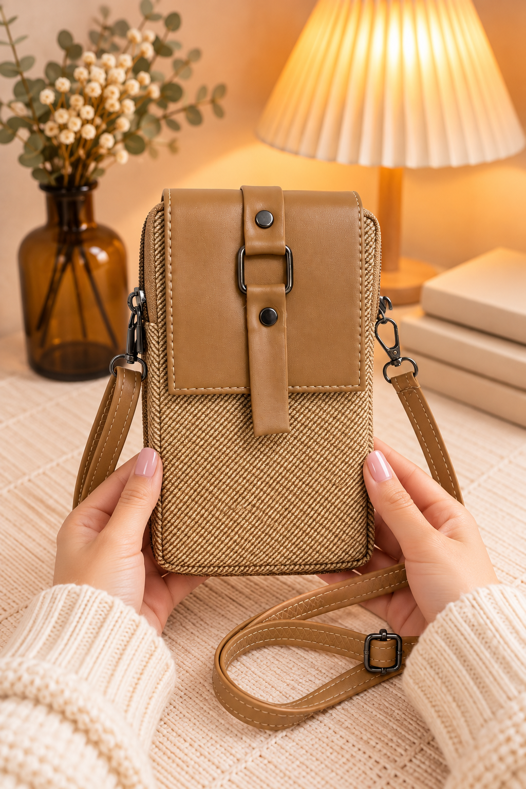 BATUTA HUB Women’s Mobile Sling Bag Crossbody Bag | Compact Double Zipper Shoulder Bag for Phone, Cards & Essentials | Stylish Everyday Mini Sling Purse