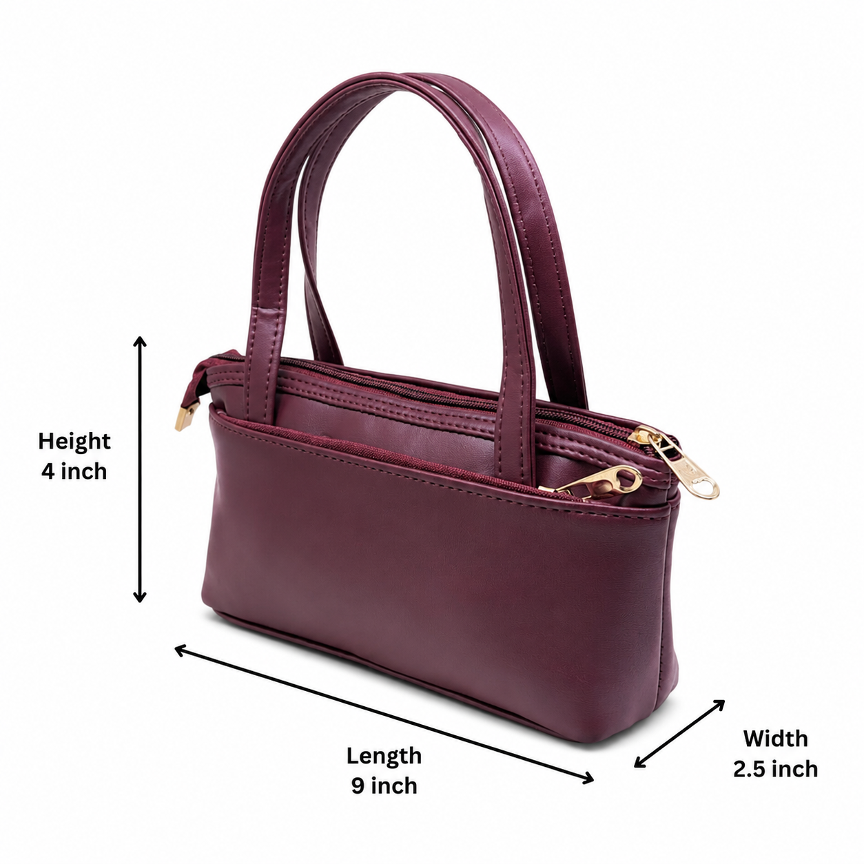 Women’s Premium PU Leather Handbag | Triple Zip Tote Bag | Stylish Mini Handy Purse for Daily Use