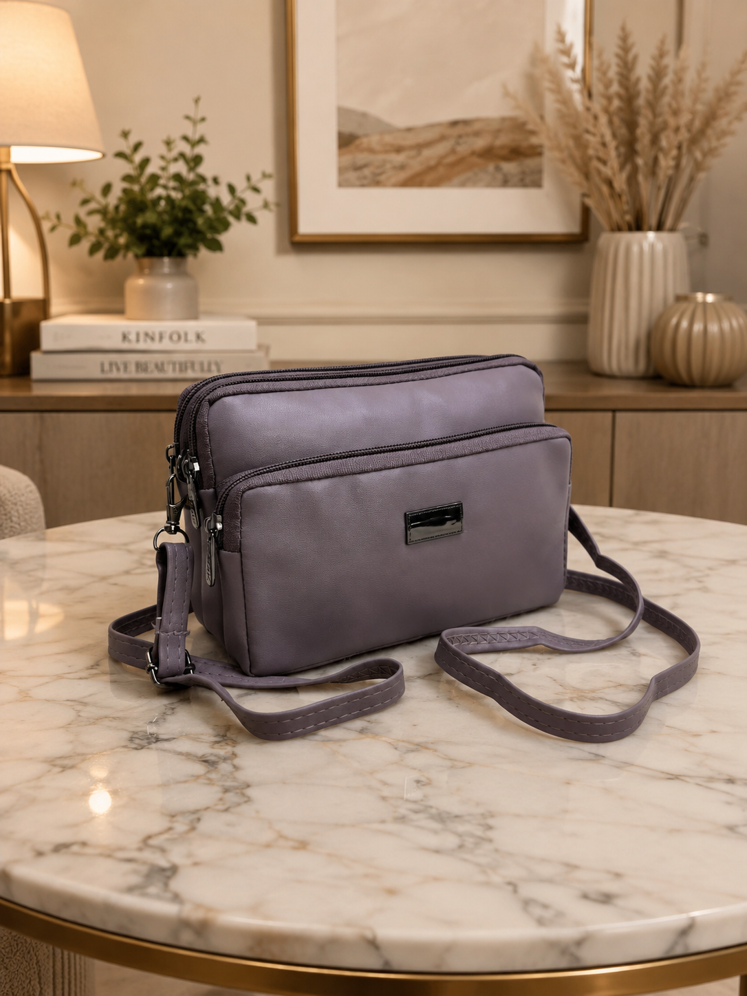 Women's Premium Crossbody Sling Bag | Triple Zip | Spacious Everyday Shoulder Bag