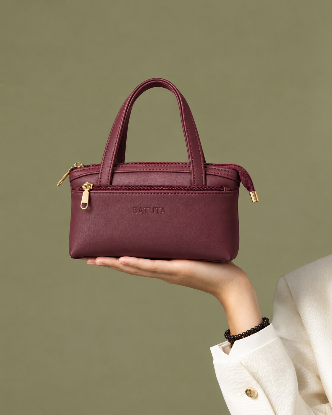 Women’s Premium PU Leather Handbag | Triple Zip Tote Bag | Stylish Mini Handy Purse for Daily Use