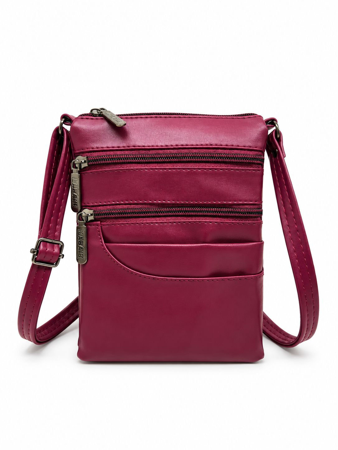 Women's Premium Faux Leather Crossbody Sling Bag with Multiple Zip Pockets