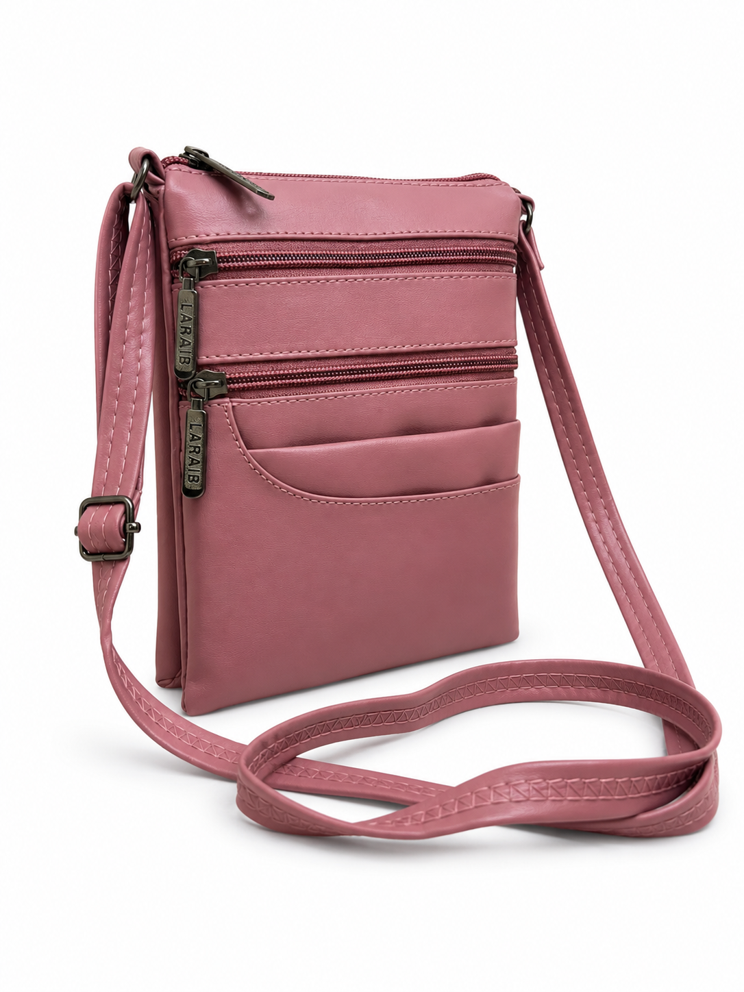 Women's Premium Faux Leather Crossbody Sling Bag with Multiple Zip Pockets