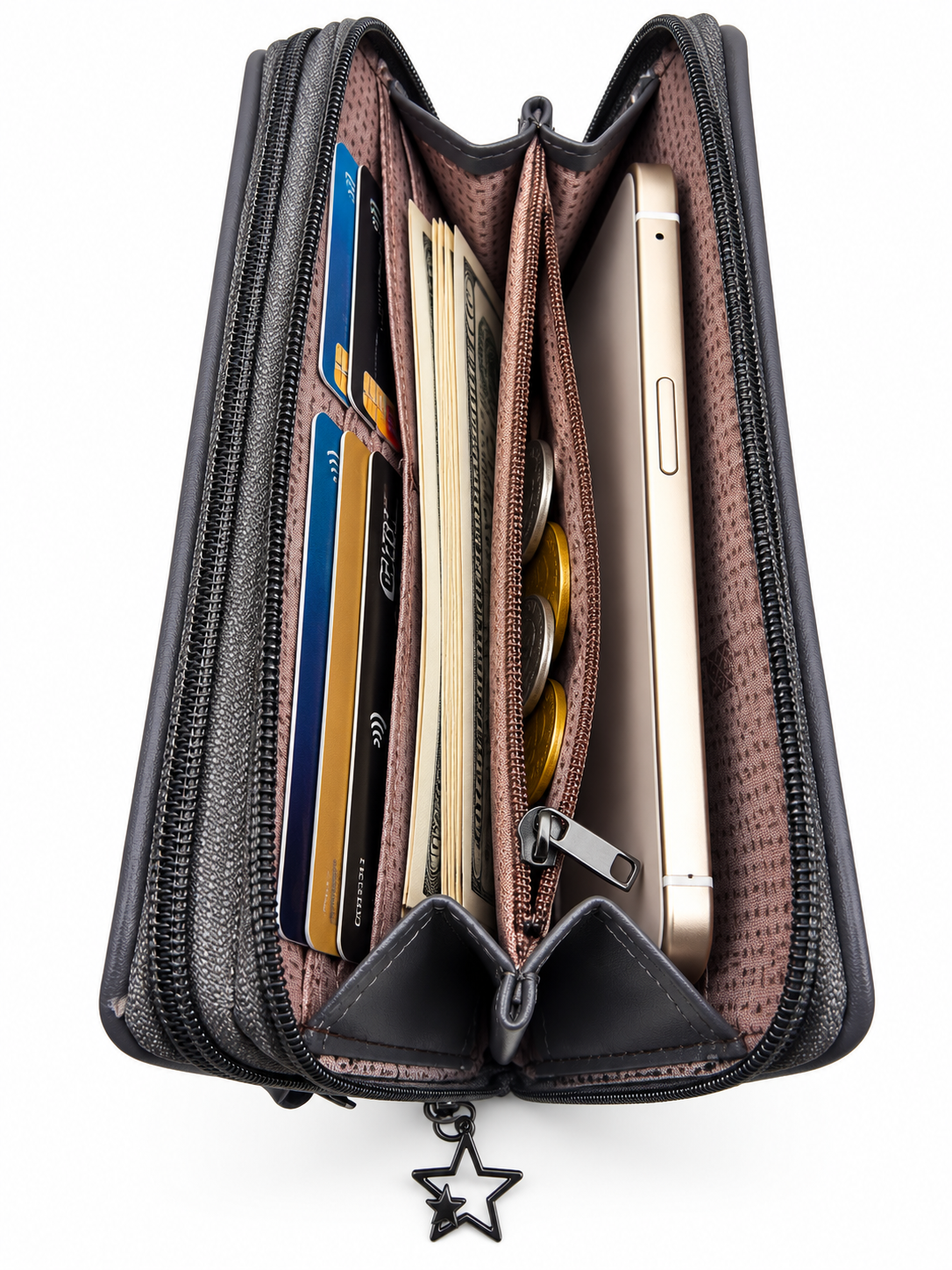BATUTA Women’s Hand Kit Wristlet Pouch | Dual Zipper Multi-Compartment Handbag | Stylish Compact Organizer for Everyday Essentials