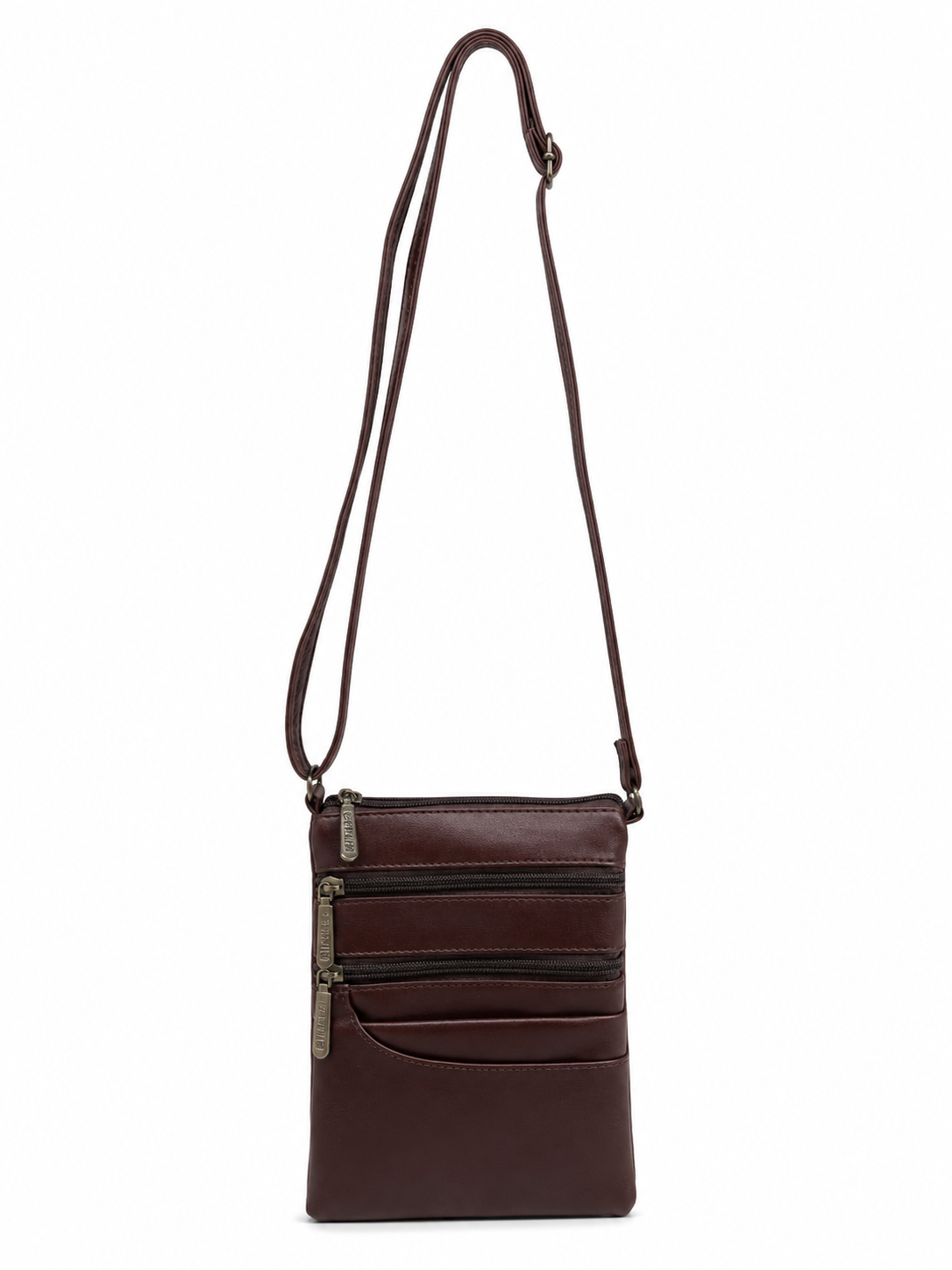 Women's Premium Faux Leather Crossbody Sling Bag with Multiple Zip Pockets