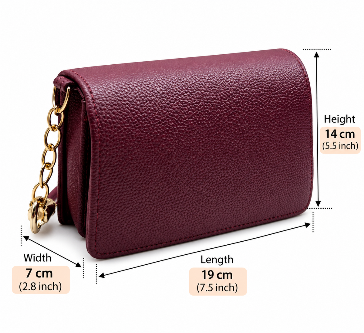 BATUTA Women's Premium Textured Shoulder Bag with Gold Chain Strap, Elegant Dual-Tone Handbag for Party, Office & Daily Use