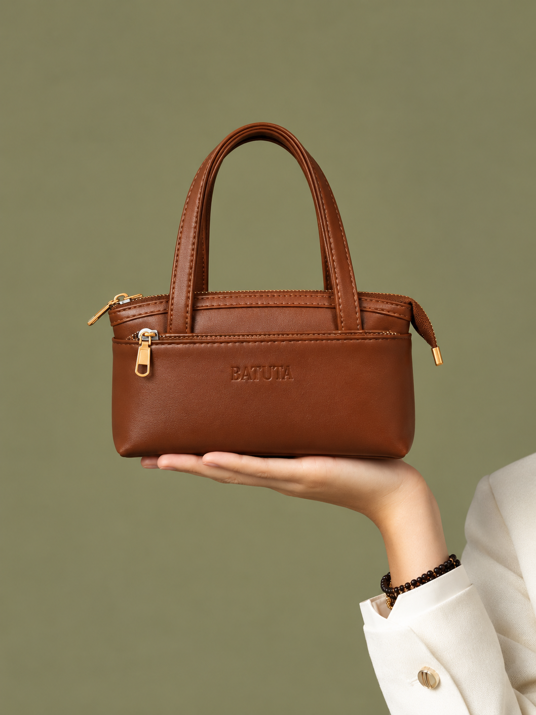 Women’s Premium PU Leather Handbag | Triple Zip Tote Bag | Stylish Mini Handy Purse for Daily Use