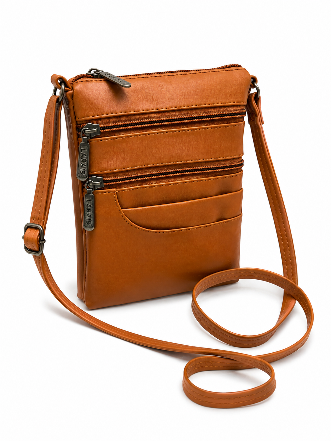Women's Premium Faux Leather Crossbody Sling Bag with Multiple Zip Pockets
