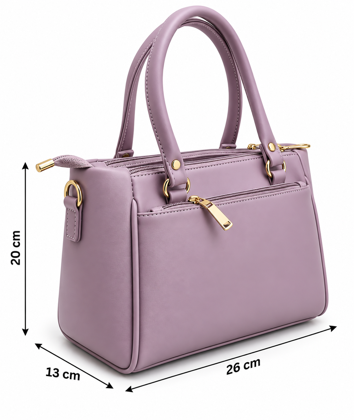 BATUTA Women’s Premium Faux Leather Handbag with Multiple Zipper Compartments, Double Handle & Sling Strap