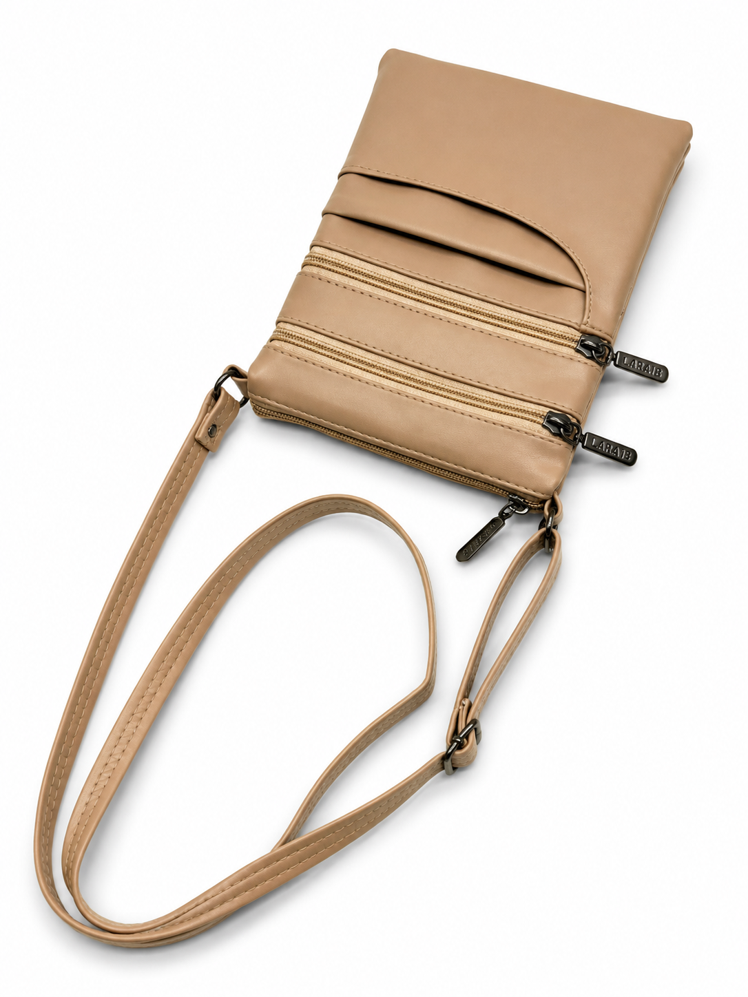 Women's Premium Faux Leather Crossbody Sling Bag with Multiple Zip Pockets