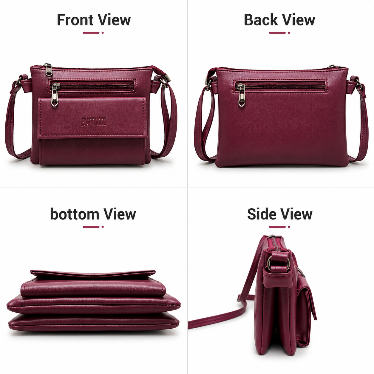 Women Stylish 3 Zip Sling Bag | Premium PU Leather Crossbody Bag | Multi Compartment Shoulder Bag for Women
