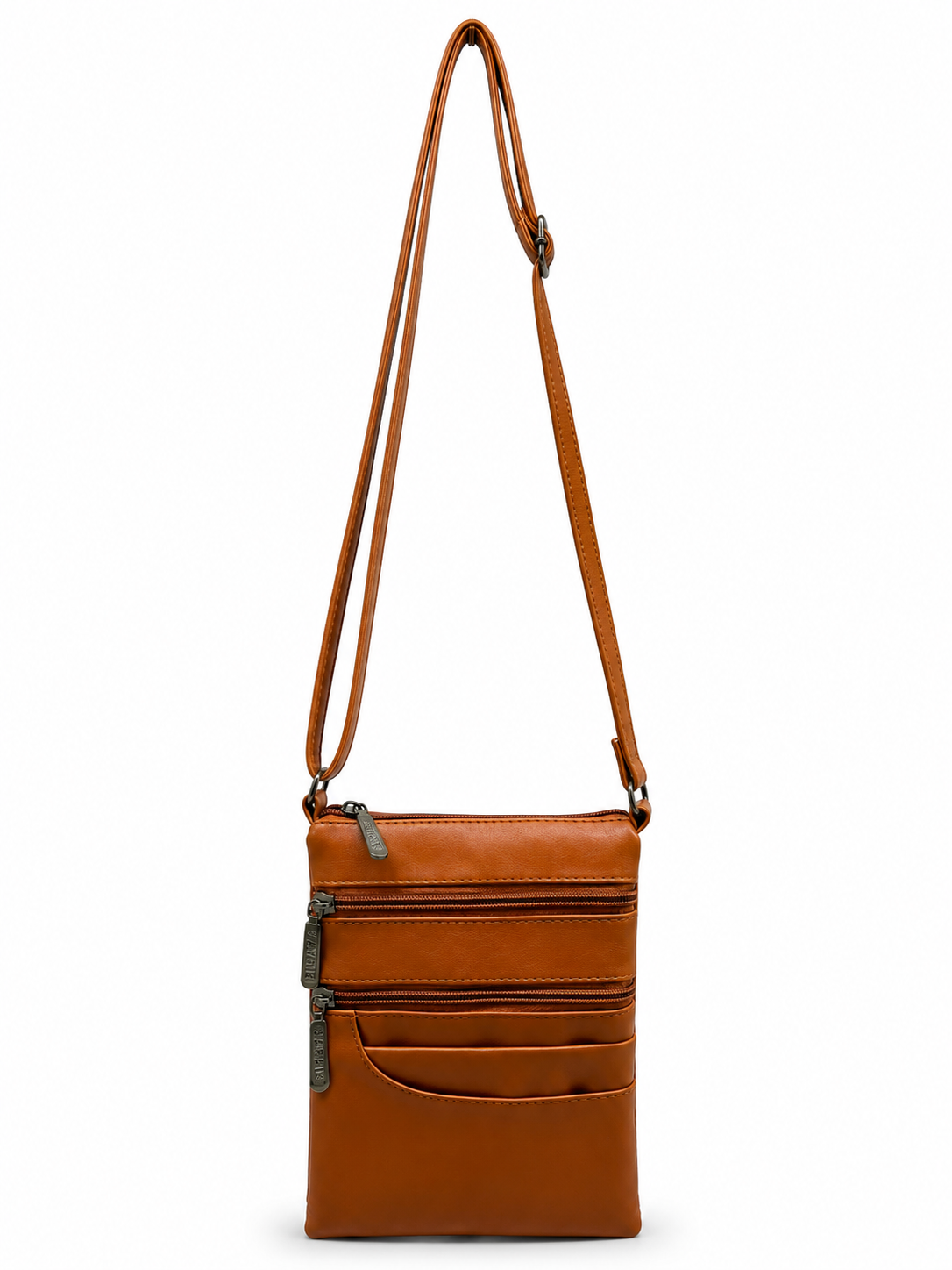 Women's Premium Faux Leather Crossbody Sling Bag with Multiple Zip Pockets