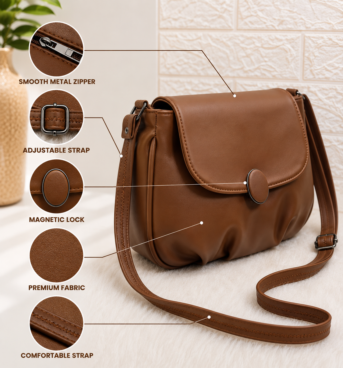 Women’s Sling Handbag | Stylish Crossbody Shoulder Bag for Women | Trendy Casual & Party Purse