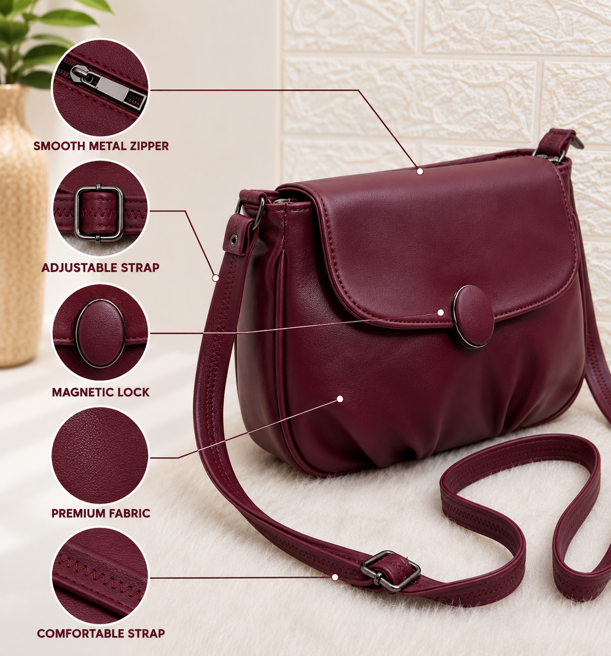Women’s Sling Handbag | Stylish Crossbody Shoulder Bag for Women | Trendy Casual & Party Purse