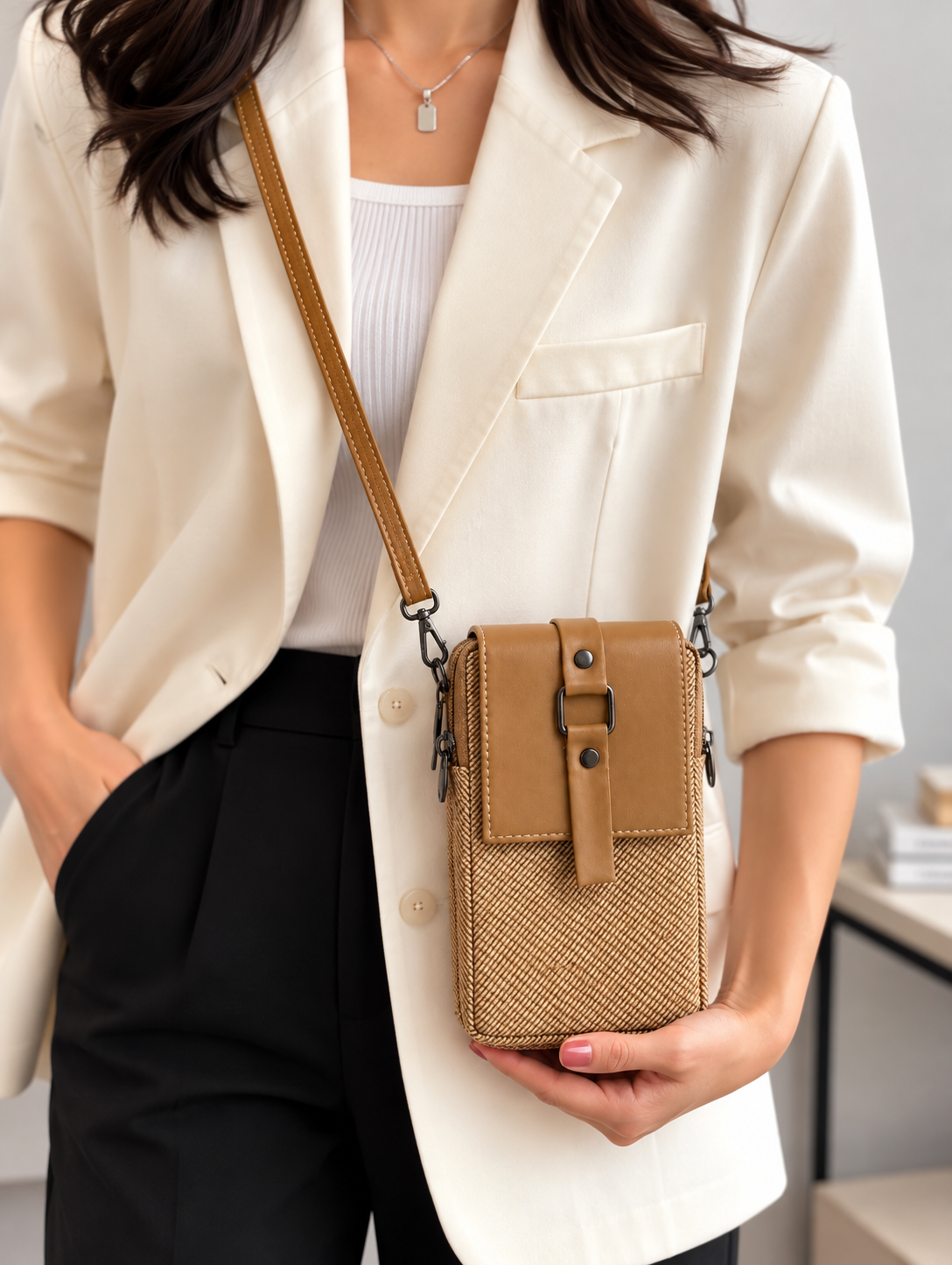 BATUTA HUB Women’s Mobile Sling Bag Crossbody Bag | Compact Double Zipper Shoulder Bag for Phone, Cards & Essentials | Stylish Everyday Mini Sling Purse