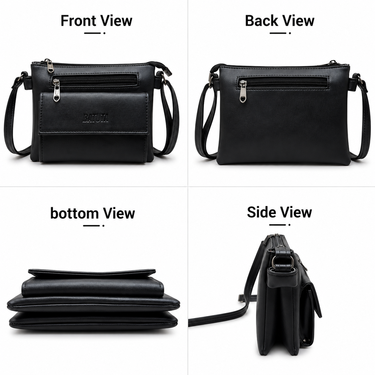 Women Stylish 3 Zip Sling Bag | Premium PU Leather Crossbody Bag | Multi Compartment Shoulder Bag for Women