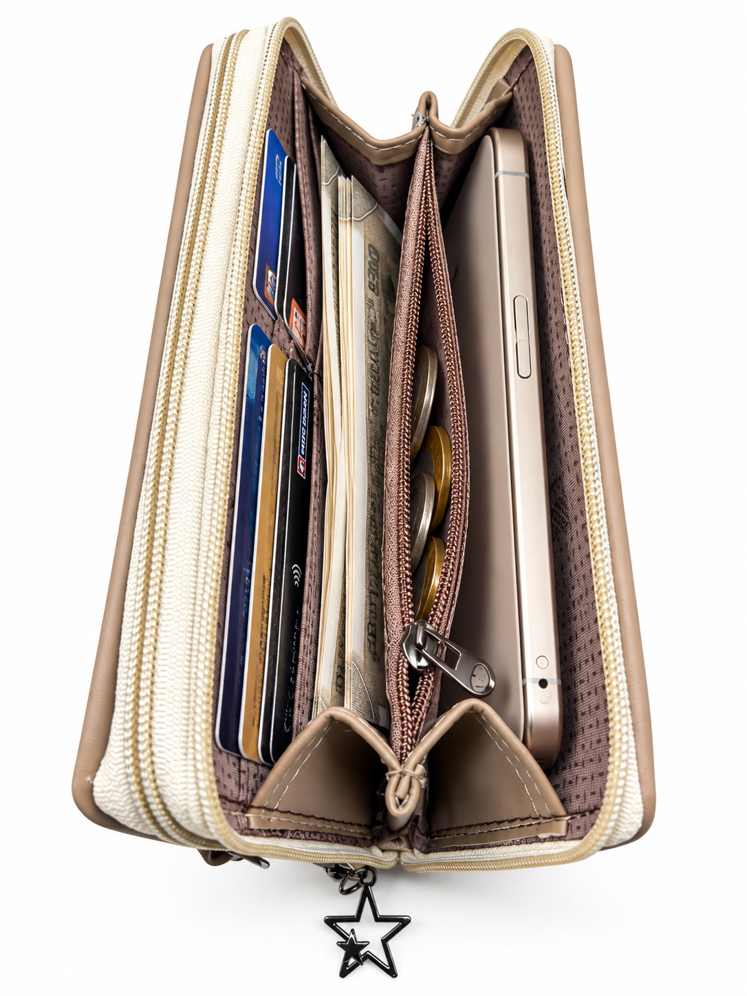 BATUTA Women’s Hand Kit Wristlet Pouch | Dual Zipper Multi-Compartment Handbag | Stylish Compact Organizer for Everyday Essentials