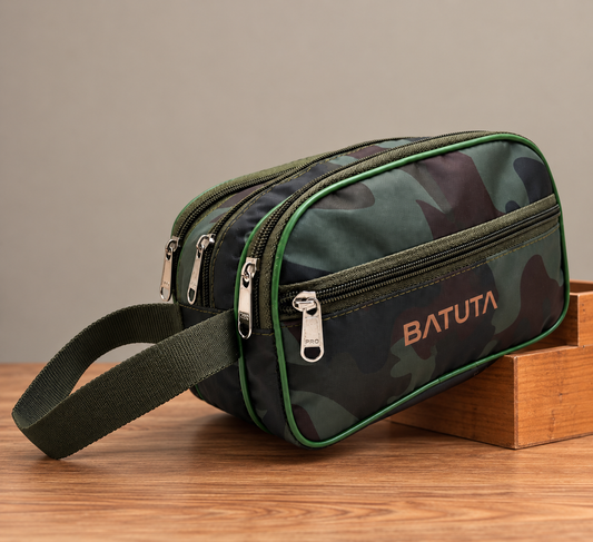 BATUTA Travel Toiletry Bag for Men | Multi Compartment Shaving Kit & Grooming Pouch | Cosmetic Organizer Bag