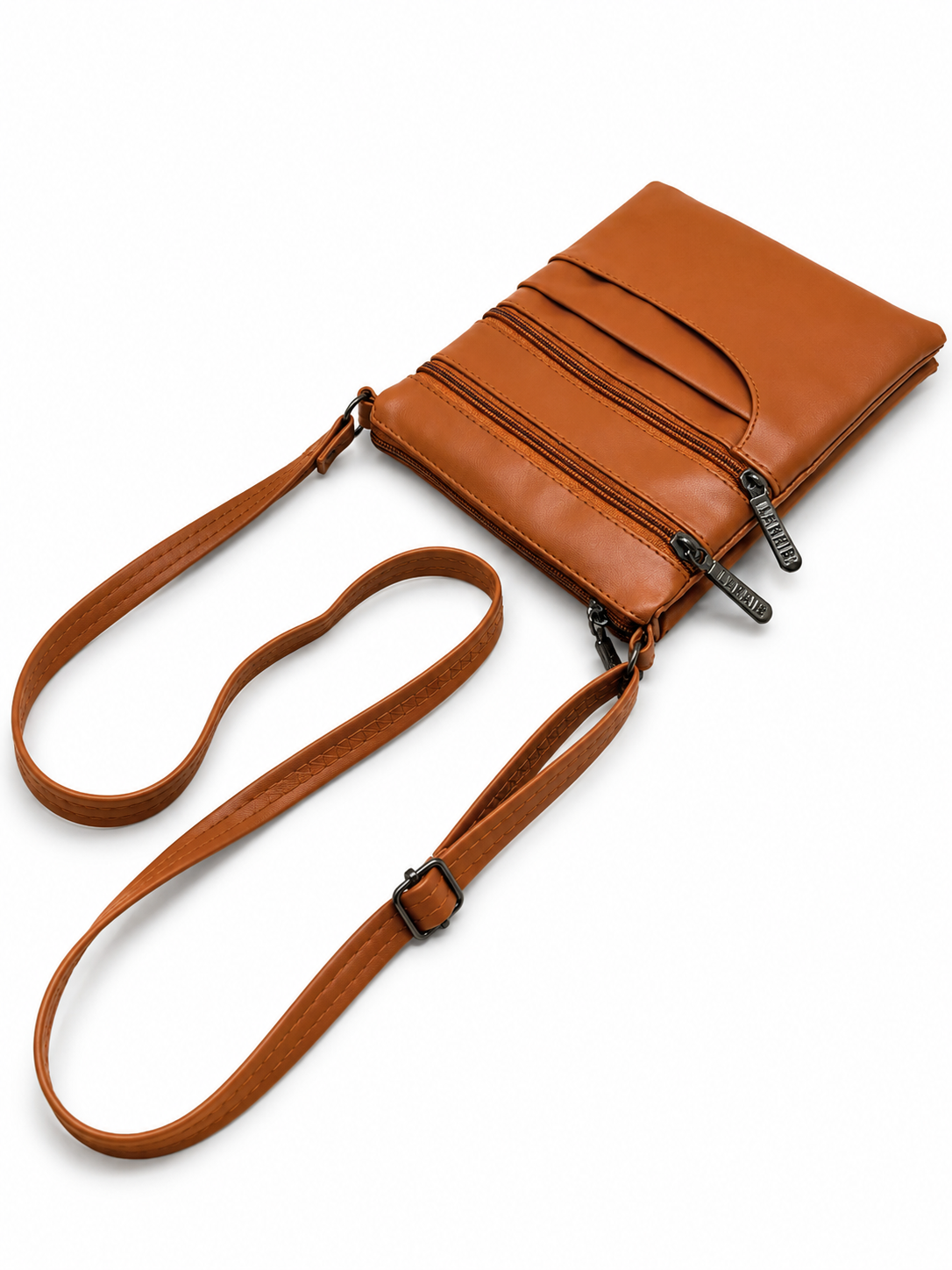 Women's Premium Faux Leather Crossbody Sling Bag with Multiple Zip Pockets