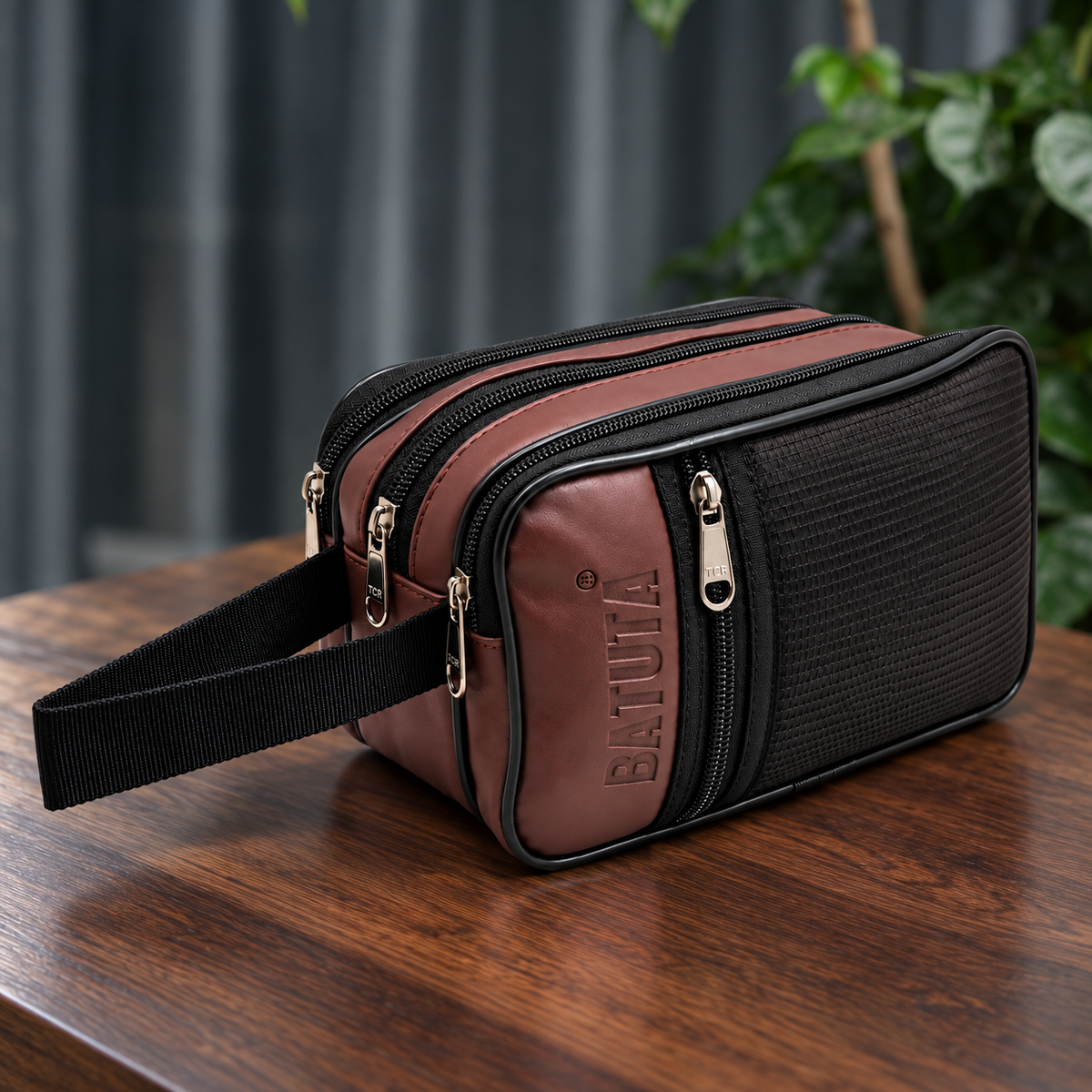 Premium Multi Zip Shaving Pouch for Men | Travel Toiletry Organizer Bag | Waterproof Grooming Kit Storage Pouch
