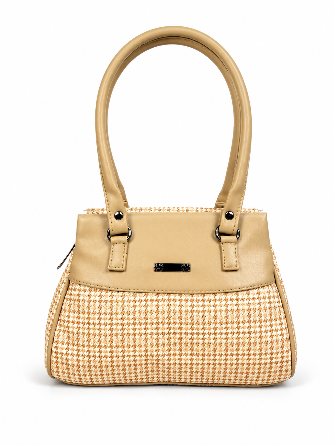 Women’s Stylish Handbag | Premium Houndstooth Pattern Tote Bag | Spacious 3-Zip Office & Daily Use Shoulder Bag