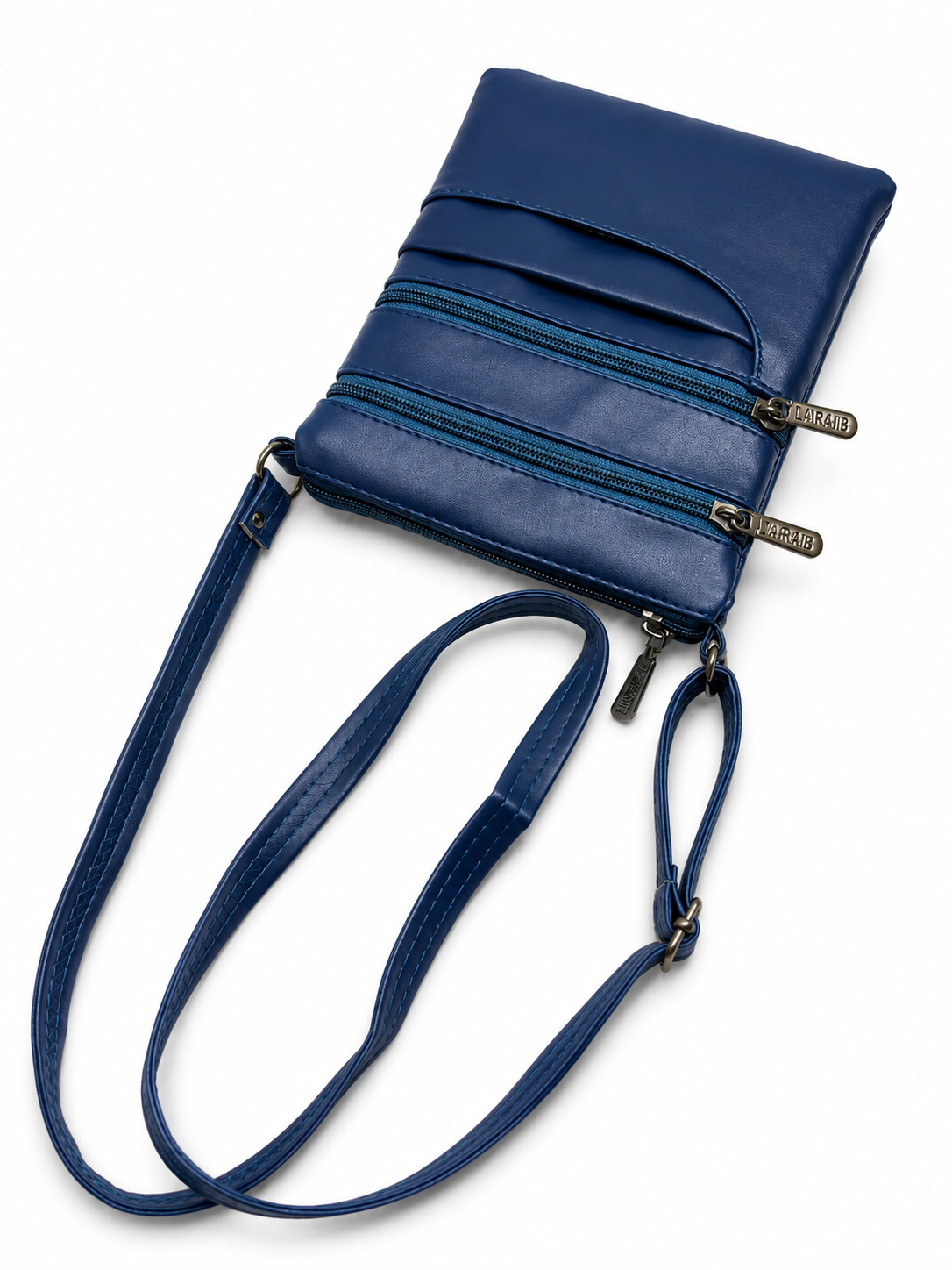 Women's Premium Faux Leather Crossbody Sling Bag with Multiple Zip Pockets