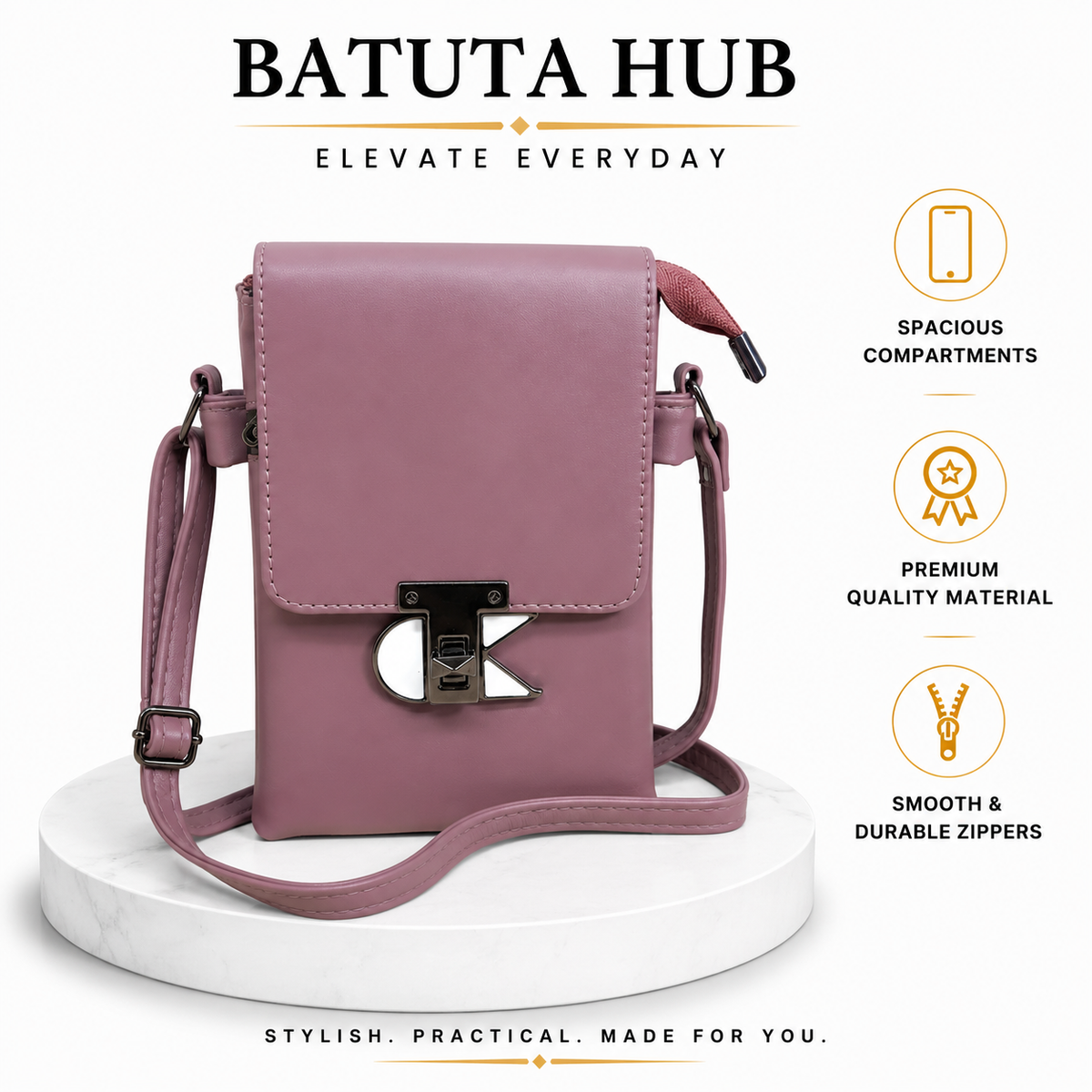 Women’s Stylish Sling Bag | Premium Faux Leather Crossbody Bag for Women | Compact Shoulder Bag with Adjustable Strap, Front Flap & Secure Closure