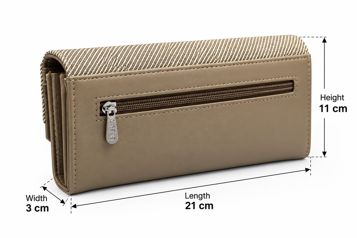 BATUTA Women’s Three Zip Multi-Compartment Clutch Wallet | Stylish Long Purse with Zipper Pocket | Spacious Ladies Wallet for Cash, Cards & Mobile