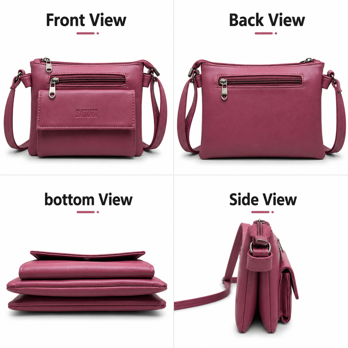 Women Stylish 3 Zip Sling Bag | Premium PU Leather Crossbody Bag | Multi Compartment Shoulder Bag for Women