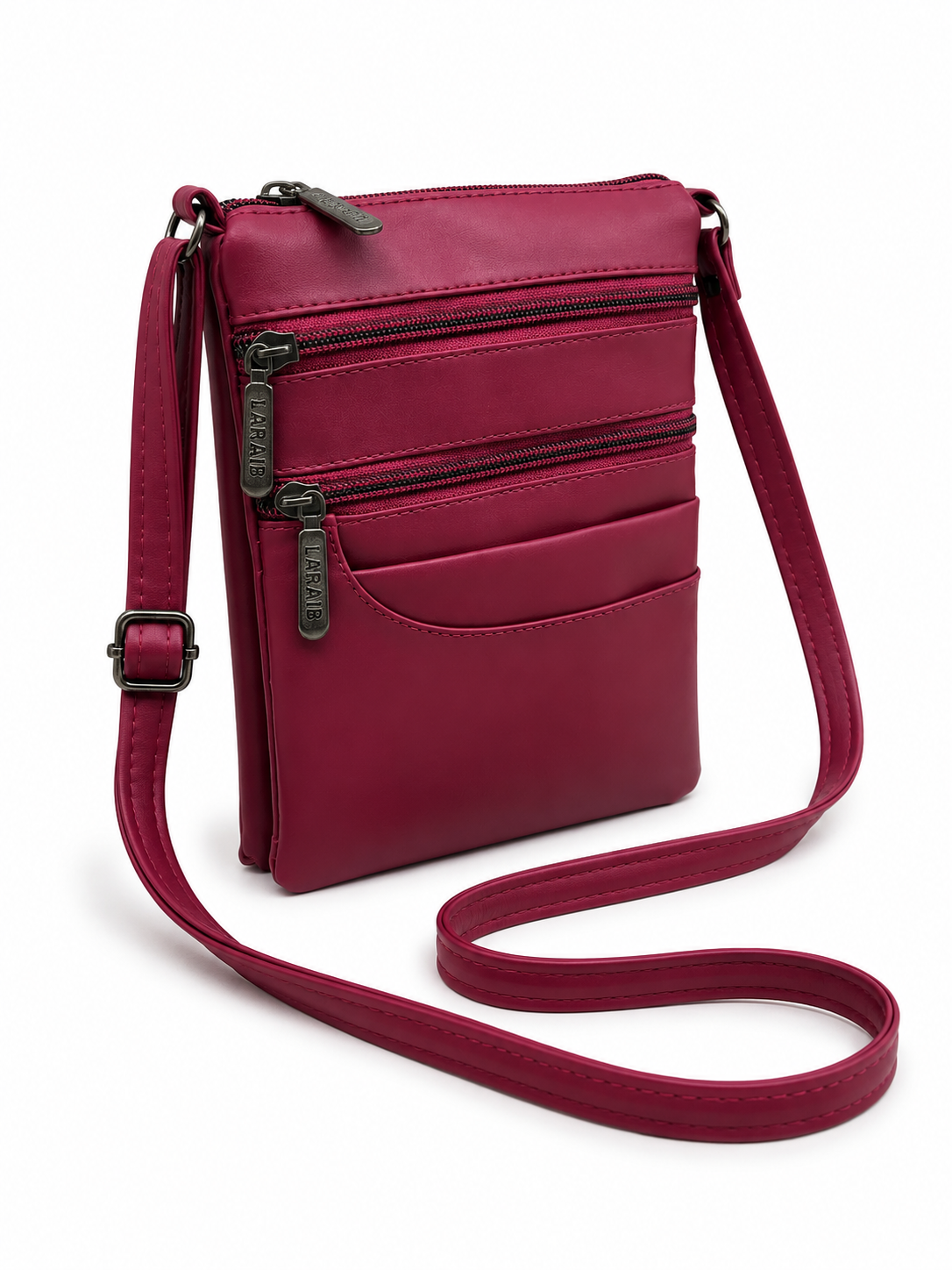 Women's Premium Faux Leather Crossbody Sling Bag with Multiple Zip Pockets