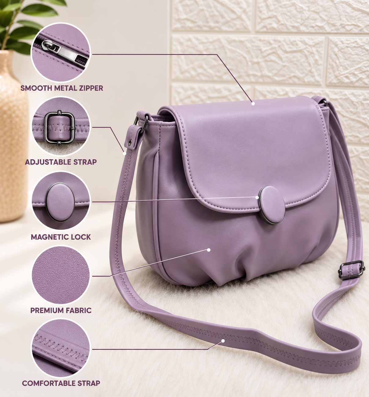Women’s Sling Handbag | Stylish Crossbody Shoulder Bag for Women | Trendy Casual & Party Purse