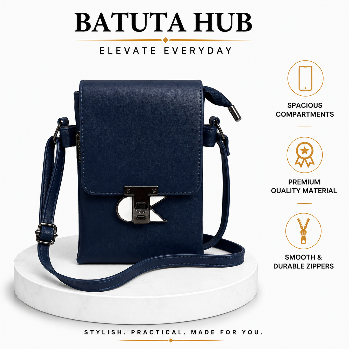 Women’s Stylish Sling Bag | Premium Faux Leather Crossbody Bag for Women | Compact Shoulder Bag with Adjustable Strap, Front Flap & Secure Closure