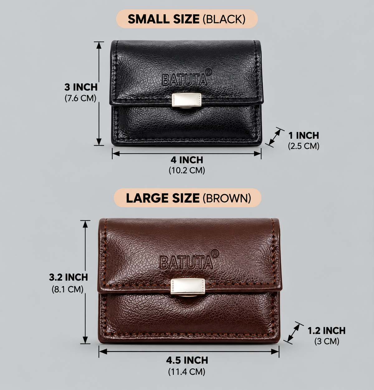 BATUTA HUB Women Casual, Travel Brown Artificial Leather Money Clip - Mini (3 Card Slots, Pack of 2)