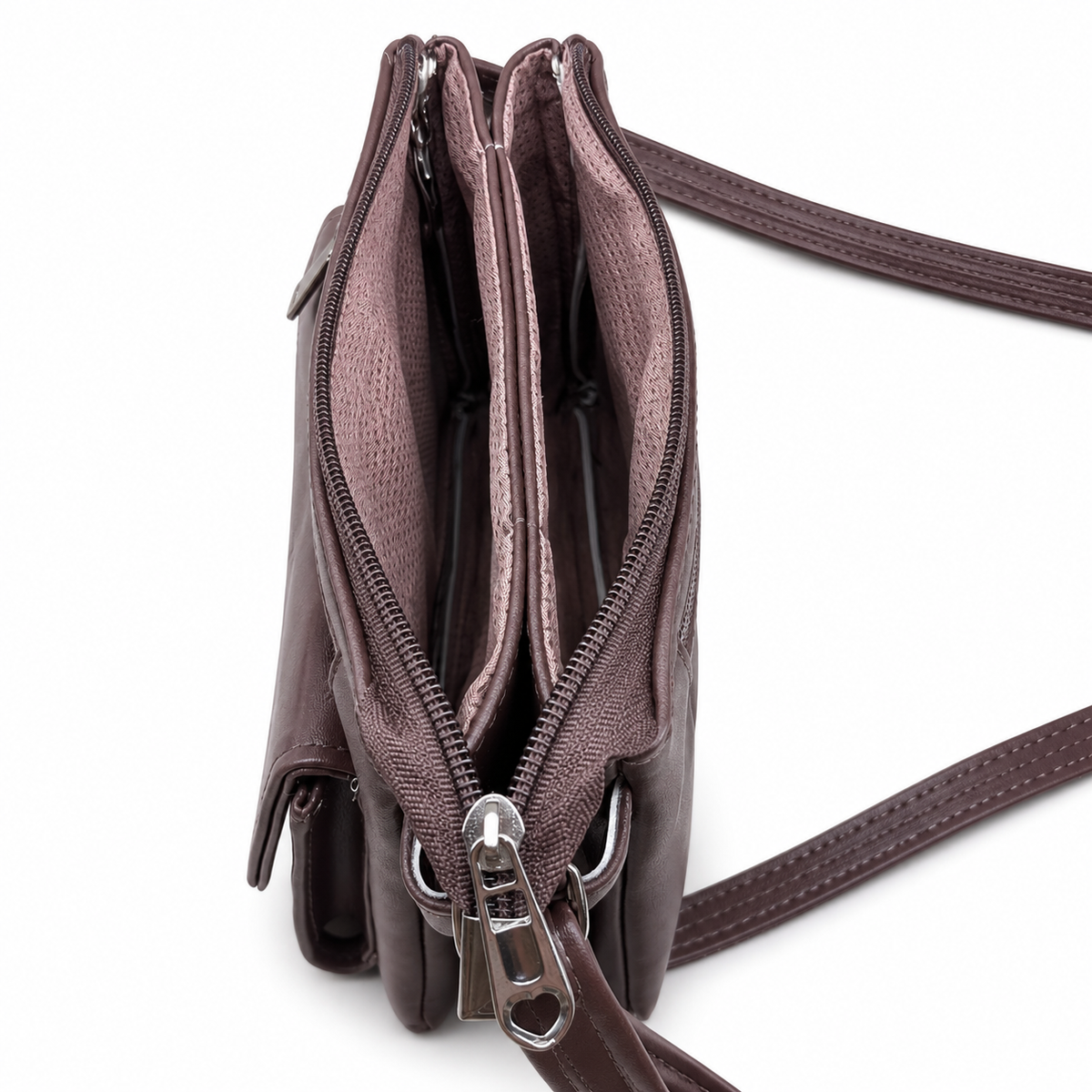 Women Stylish 3 Zip Sling Bag | Premium PU Leather Crossbody Bag | Multi Compartment Shoulder Bag for Women