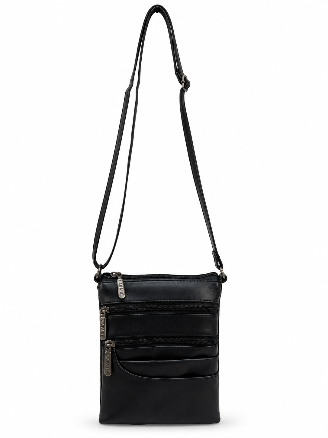 Women's Premium Faux Leather Crossbody Sling Bag with Multiple Zip Pockets