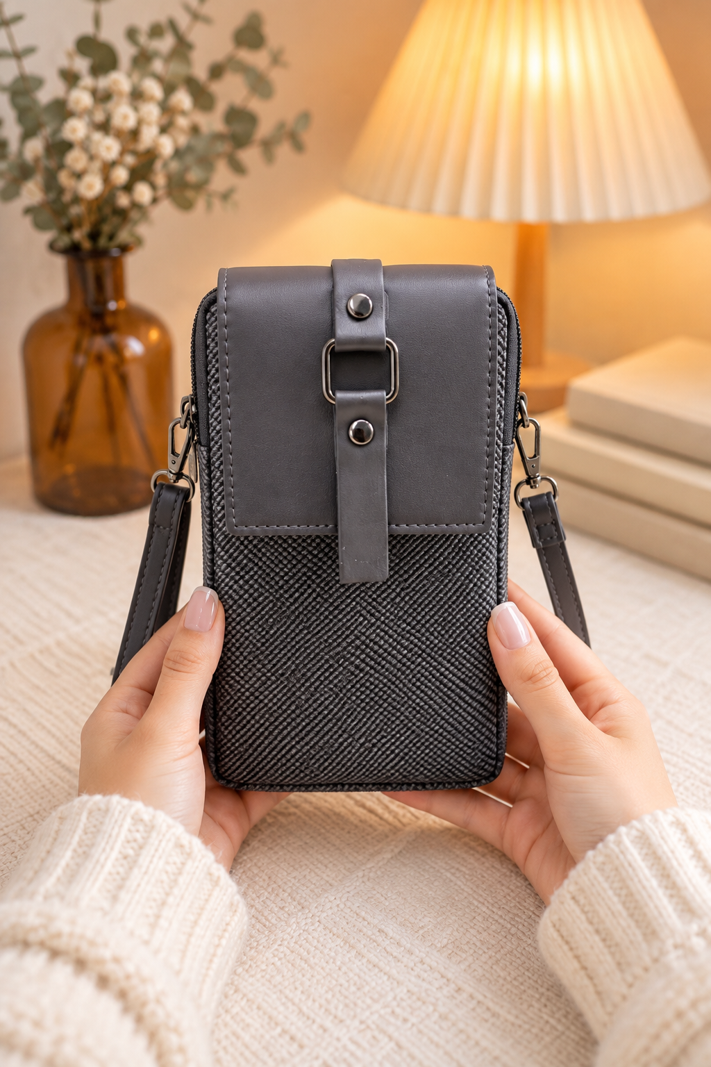 BATUTA HUB Women’s Mobile Sling Bag Crossbody Bag | Compact Double Zipper Shoulder Bag for Phone, Cards & Essentials | Stylish Everyday Mini Sling Purse