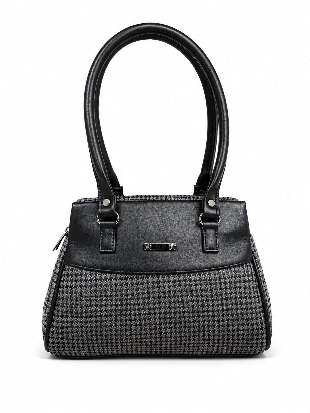 Women’s Stylish Handbag | Premium Houndstooth Pattern Tote Bag | Spacious 3-Zip Office & Daily Use Shoulder Bag